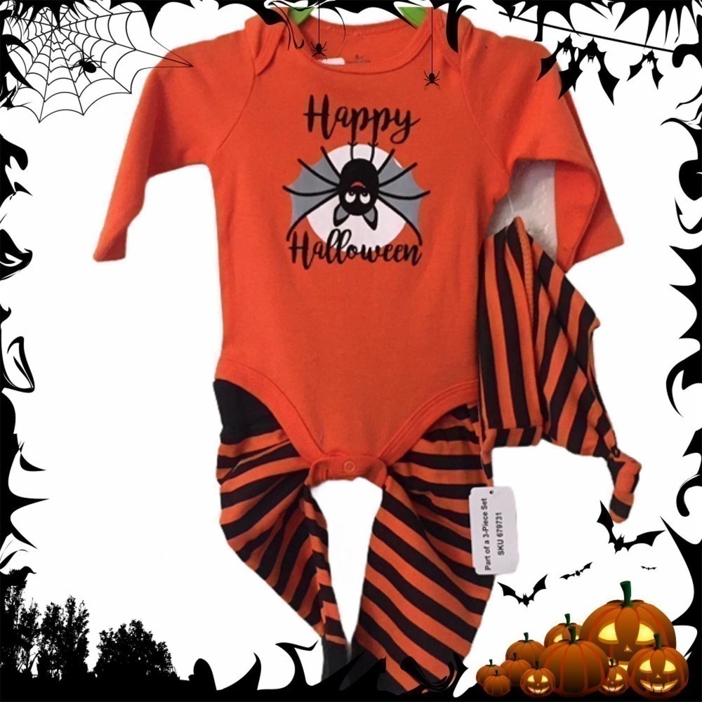 Baby Starters 6 Month Infant Bat Halloween Onesie Legging Hat Set